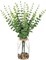 Artificial Eucalyptus Stems in Glass Vase with Faux Water and Stones, 15.7" Fake Plants Eucalyptus Leaves Branch for Indoor Shelf Desk Home Bathroom Wedding Table Centerpiece Decor